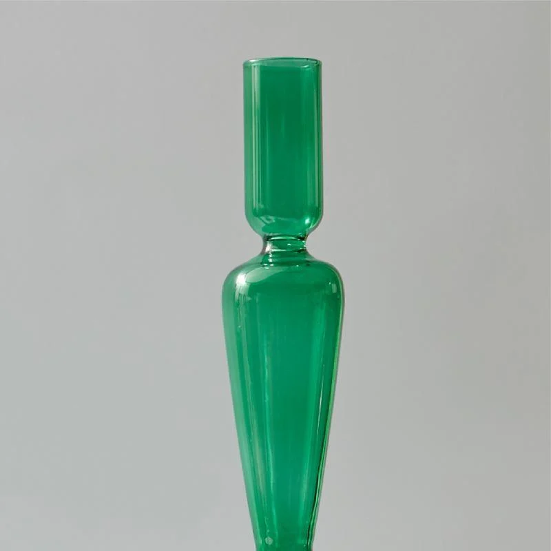 Homeko Green Glass Taper Candle Holder & Vases -