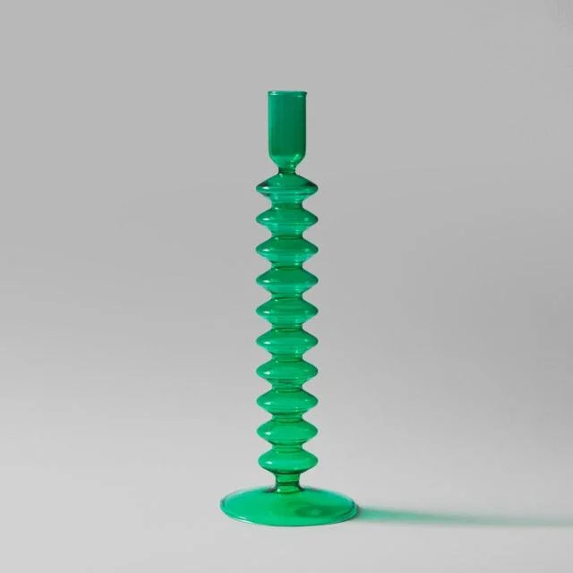 Homeko Green Glass Taper Candle Holder & Vases -