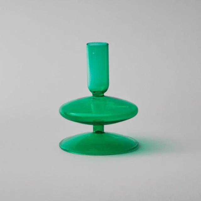 Homeko Green Glass Taper Candle Holder & Vases -