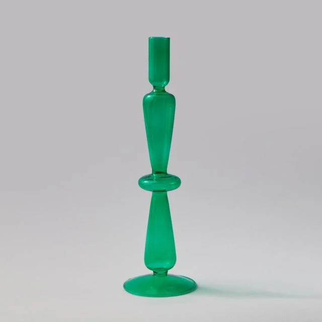 Homeko Green Glass Taper Candle Holder & Vases -