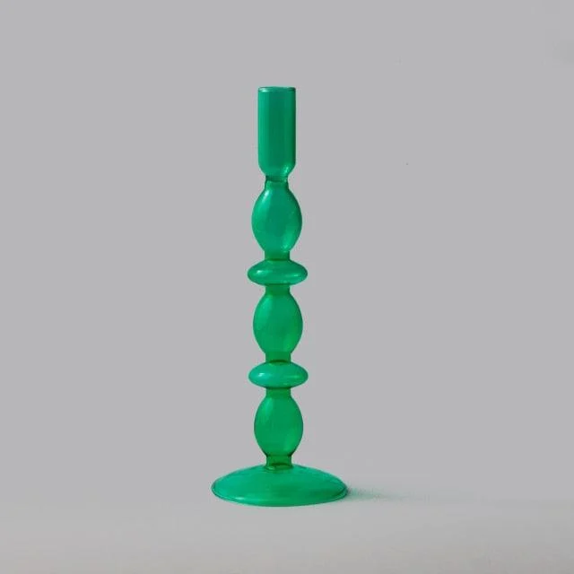 Homeko Green Glass Taper Candle Holder & Vases -