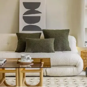 Homeko Green Rectangle Boucle Throw Pillow Covers