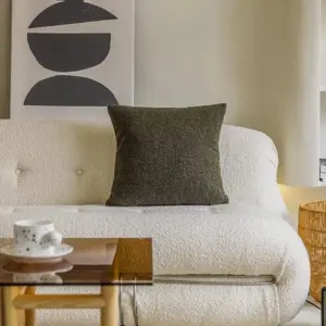 Homeko Green Square Boucle Throw Pillow Covers