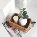 Homeko Hand Woven Rectangular Rattan Wicker Basket