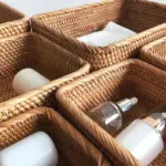 Homeko Hand Woven Rectangular Rattan Wicker Basket