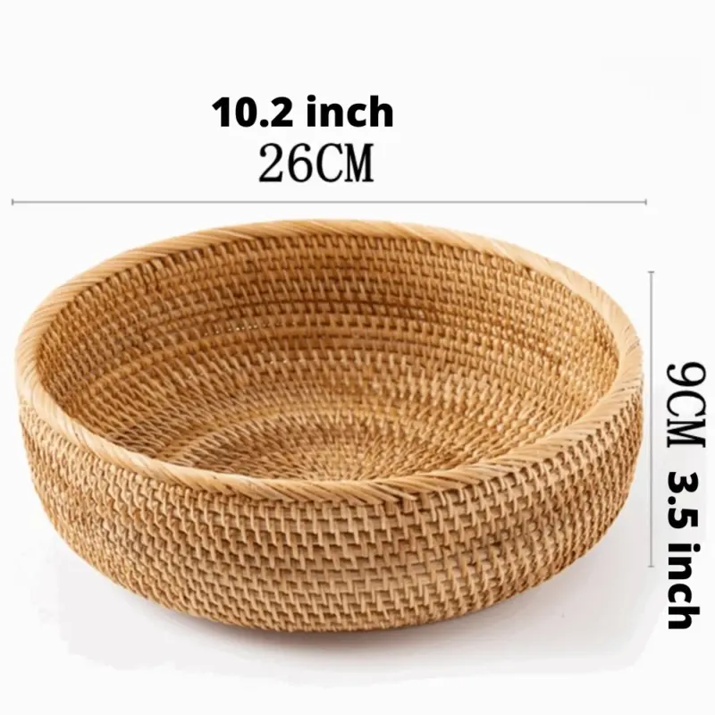 Homeko Hand Woven Round Rattan Wicker Basket