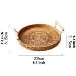 Homeko Hand Woven Round Tray Rattan Wicker Basket