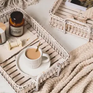 Homeko Handmade Rectangle Rattan Trays