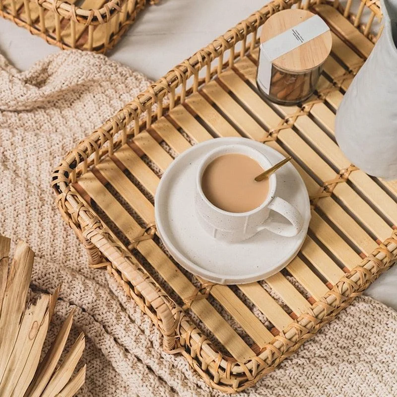 Homeko Handmade Rectangle Rattan Trays -