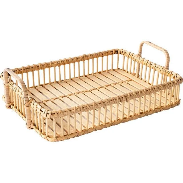 Homeko Handmade Rectangle Rattan Trays -