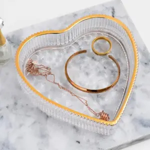 Homeko Heart Shaped Jewelry Glass Organizer Tray