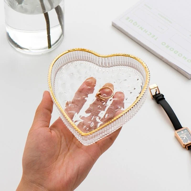 Homeko Heart Shaped Jewelry Glass Organizer Tray -