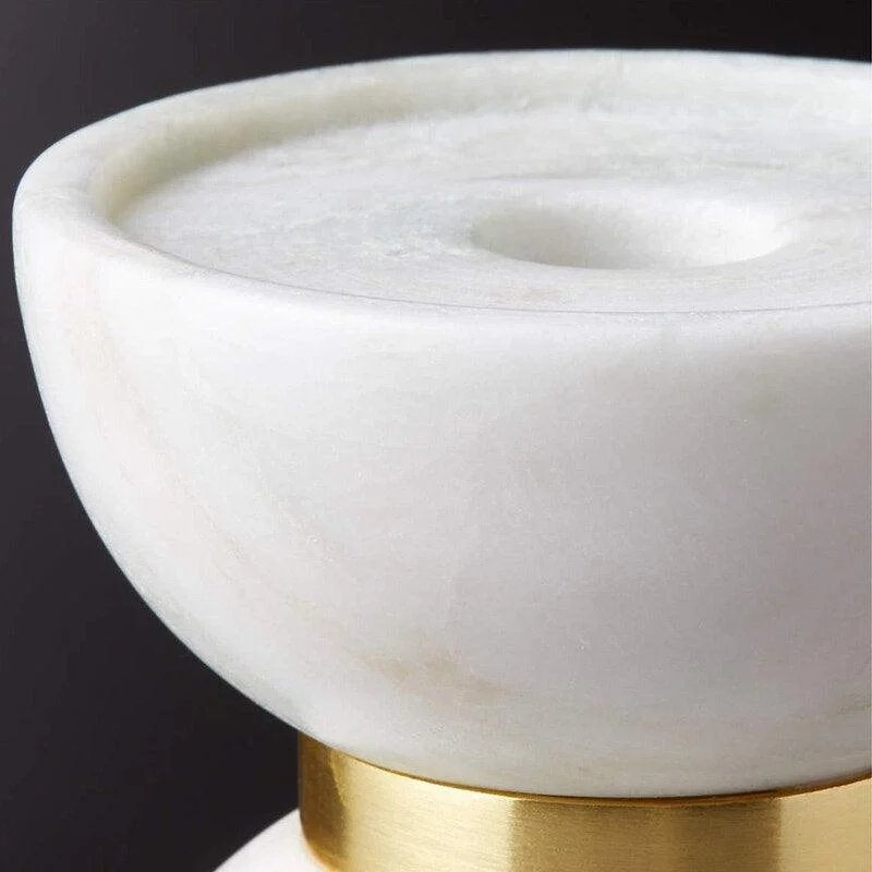 Homeko Hourglass White Marble Brass Candle Holders -