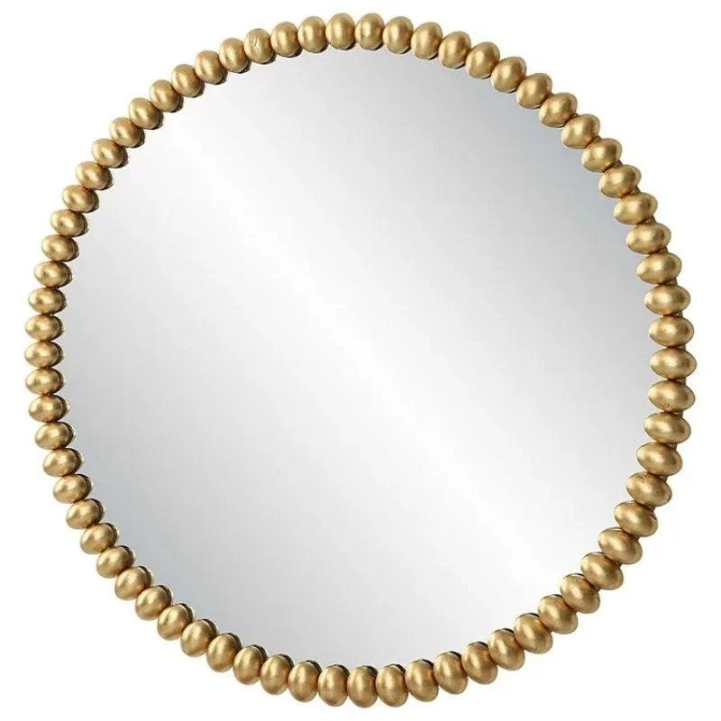 Homeko Iron Beaded Gold Round Wall Mirror -