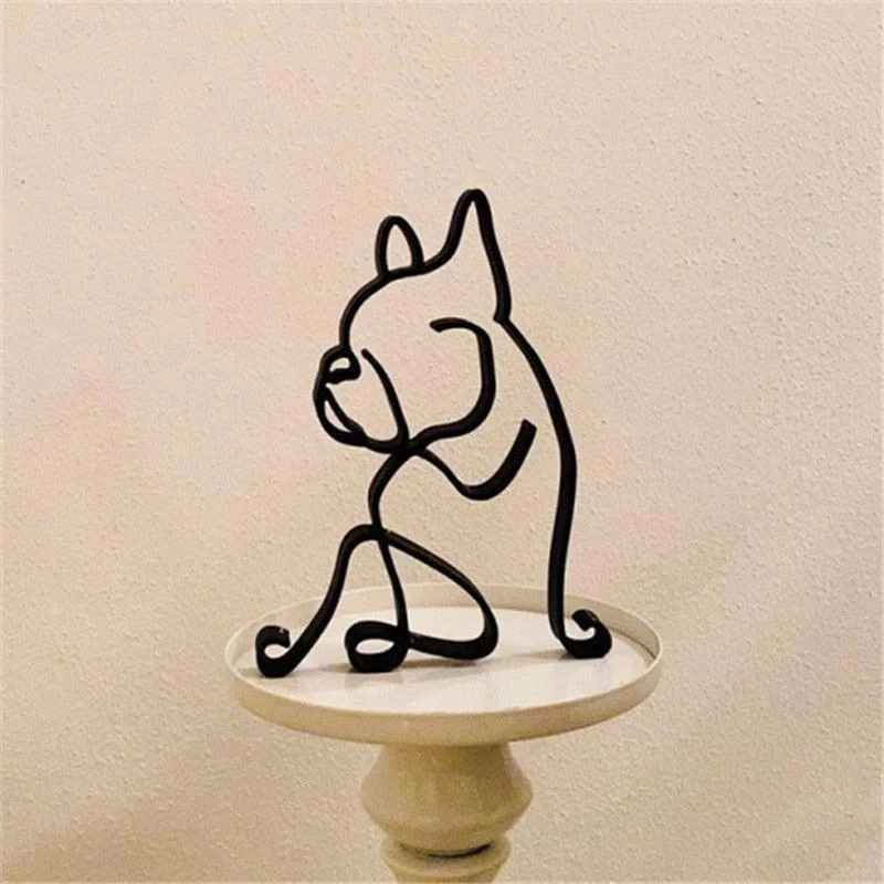 Homeko Iron Dog and Cat Sculptures -