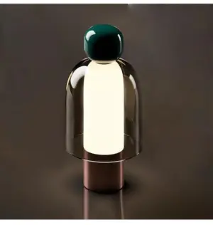 Homeko Italian Glass Dome Easy Rechargeable Table Lamp