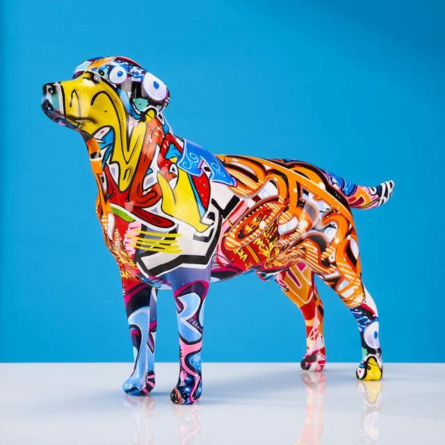 Homeko Labrador Retriever Graffiti Painted Statue - 