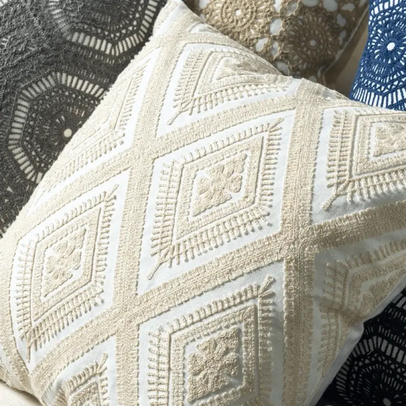 Homeko Lace Floral Embroidered Pillow Cover