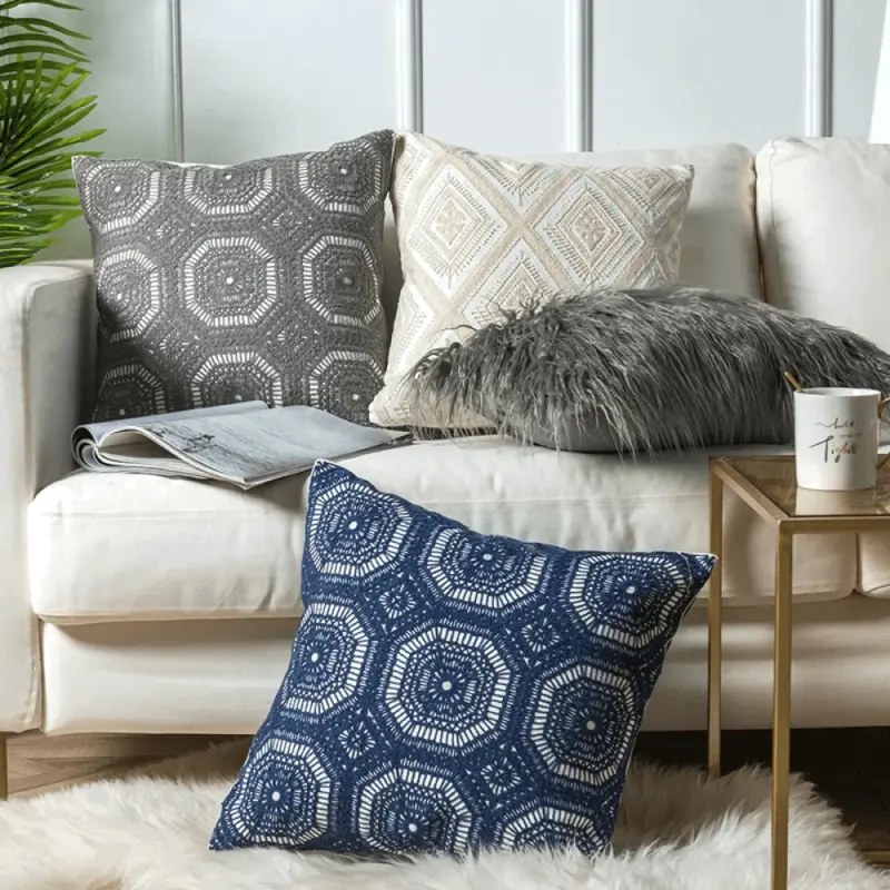 Homeko Lace Floral Embroidered Pillow Cover