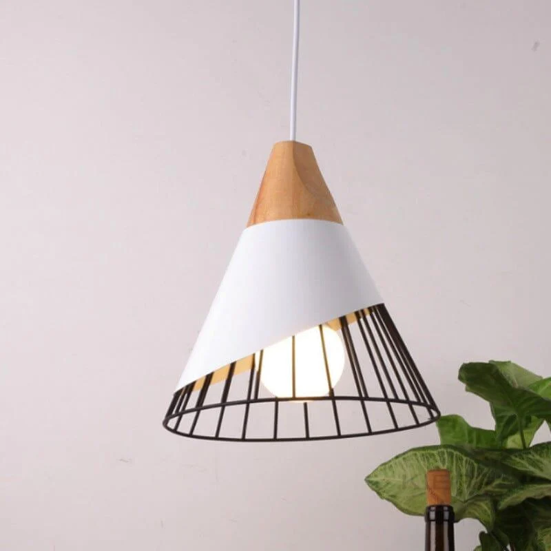 Homeko Lamp Loft Iron Wood Pendant Lights -