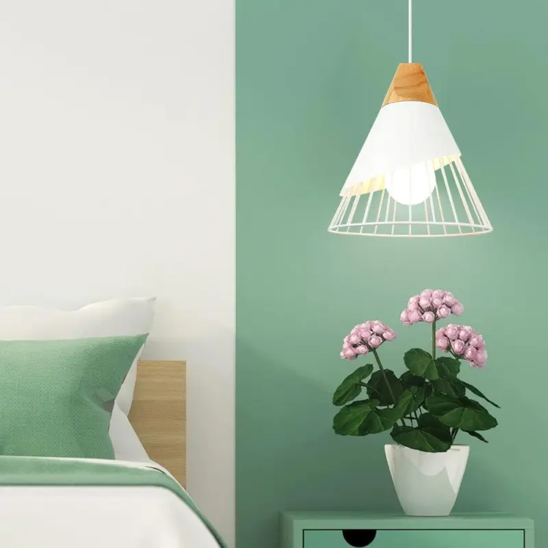 Homeko Lamp Loft Iron Wood Pendant Lights