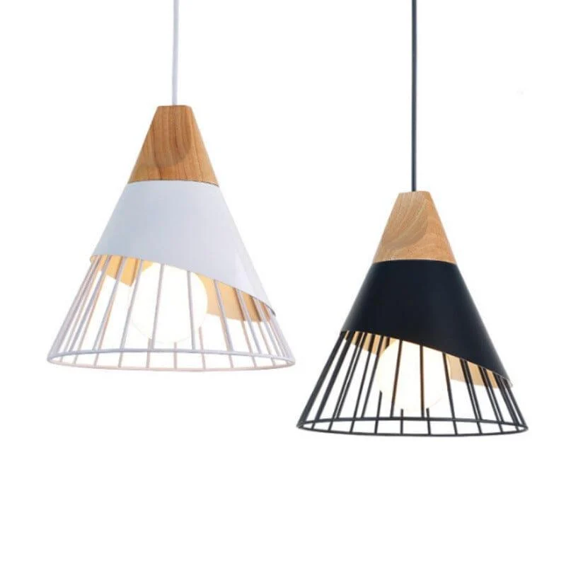 Homeko Lamp Loft Iron Wood Pendant Lights -