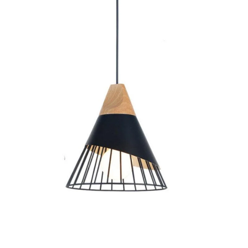 Homeko Lamp Loft Iron Wood Pendant Lights -