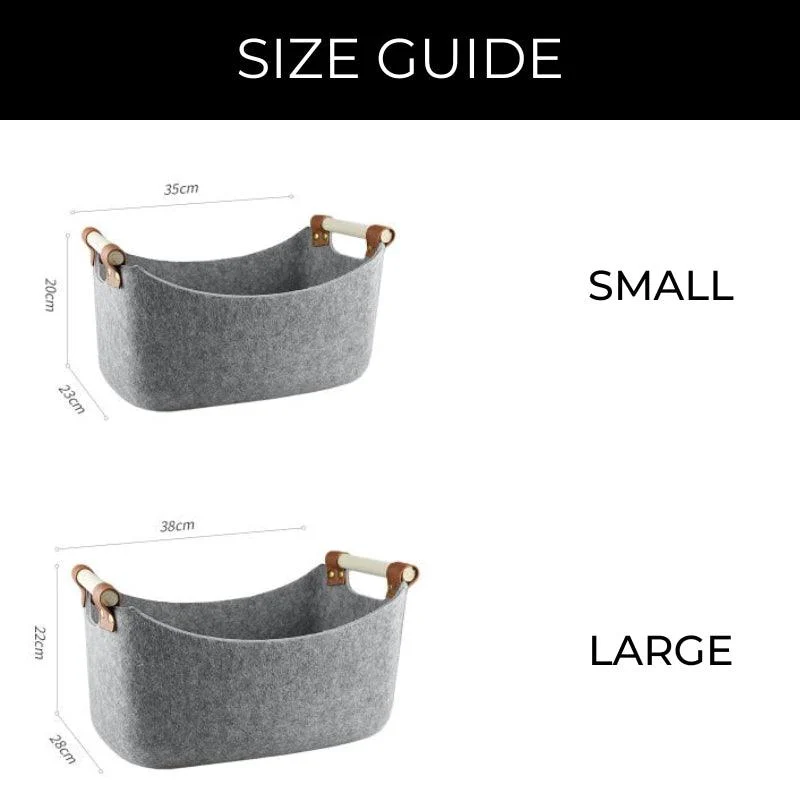 Homeko Large Gray Felt Storage Baskets with Handles -