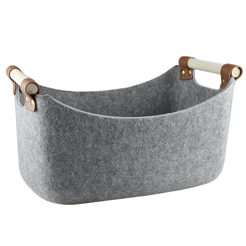 Homeko Large Gray Felt Storage Baskets with Handles -