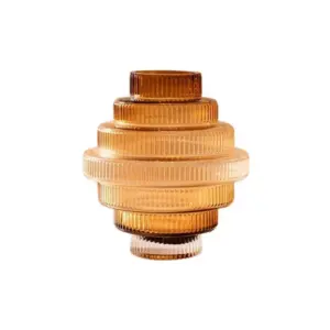 Homeko Linear Abstract Amber Decorative Glass Vase