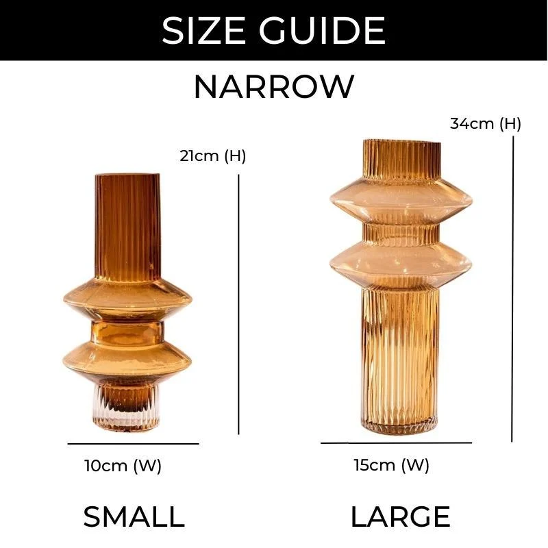 Homeko Linear Abstract Amber Decorative Glass Vase -
