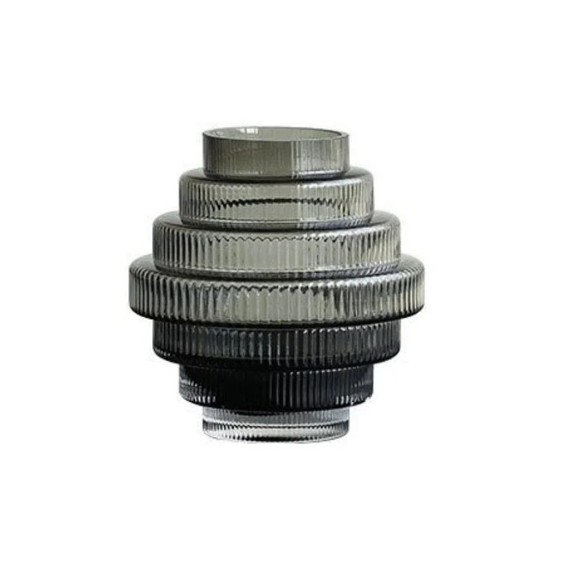 Homeko Linear Abstract Gray Decorative Glass Vase -