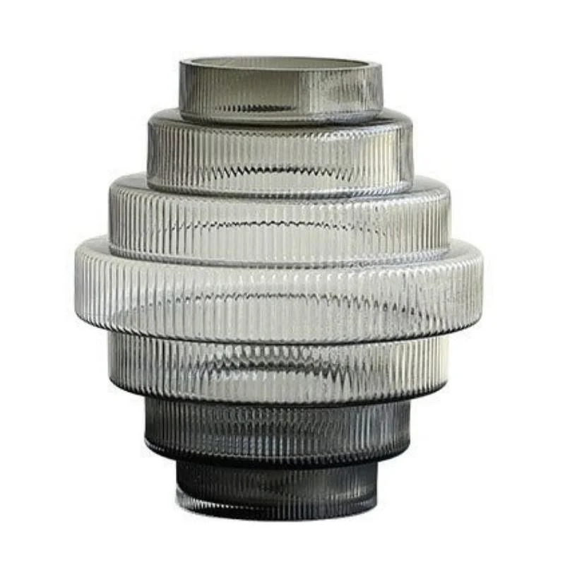 Homeko Linear Abstract Gray Decorative Glass Vase -