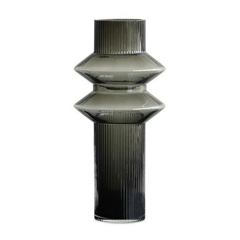 Homeko Linear Abstract Gray Decorative Glass Vase -