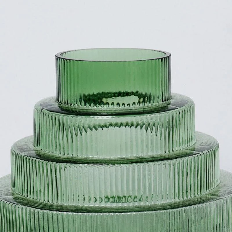 Homeko Linear Abstract Green Decorative Glass Vase -