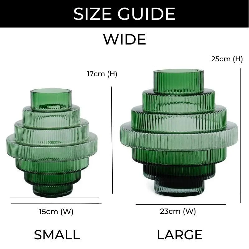 Homeko Linear Abstract Green Decorative Glass Vase -