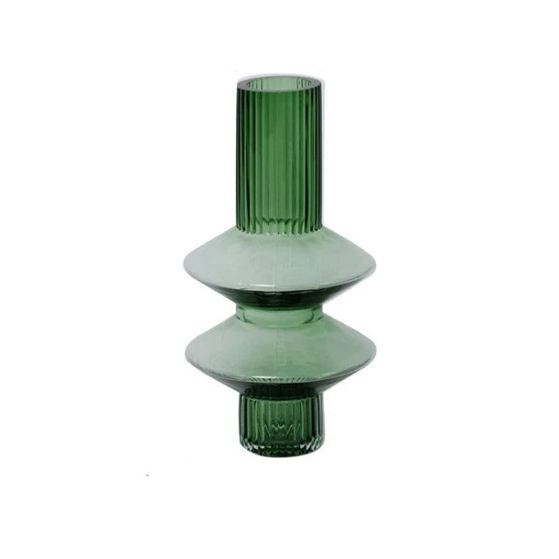 Homeko Linear Abstract Green Decorative Glass Vase -