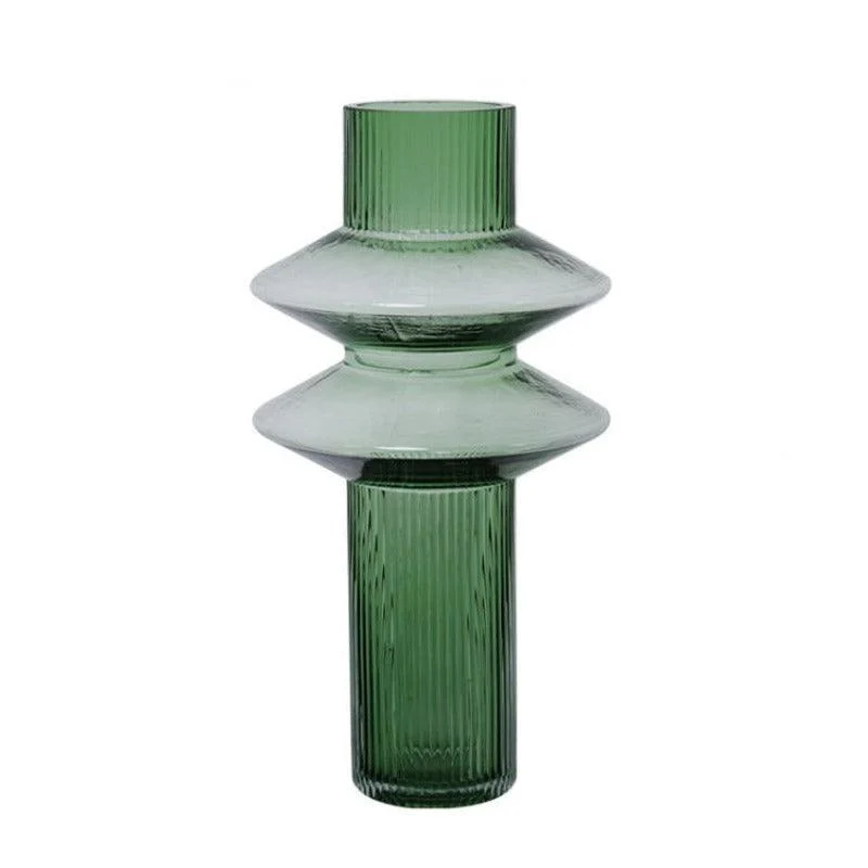 Homeko Linear Abstract Green Decorative Glass Vase -