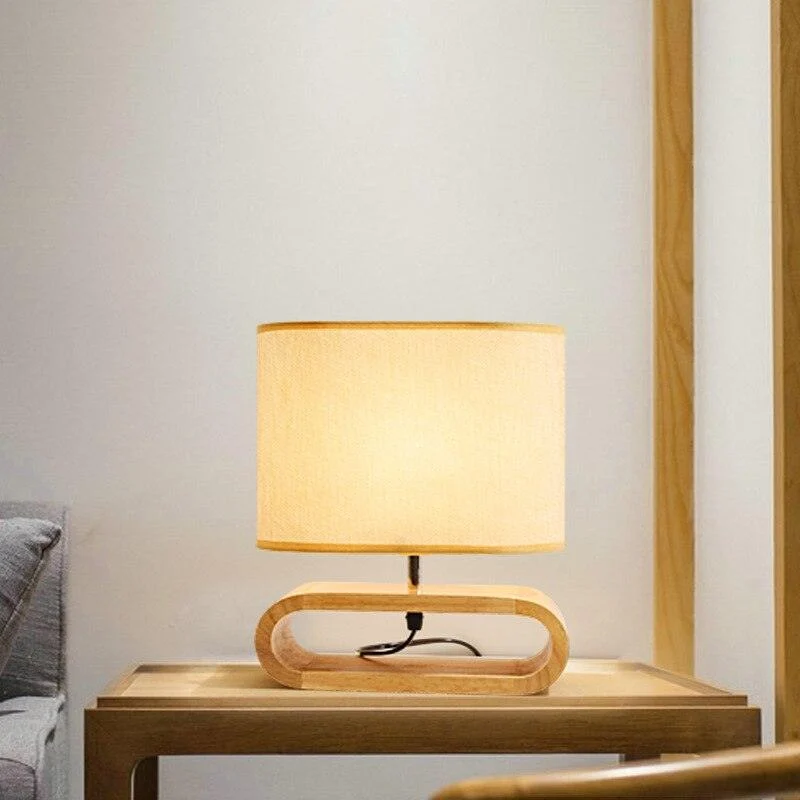 Homeko Linen Cover Wooden Table Lamp -