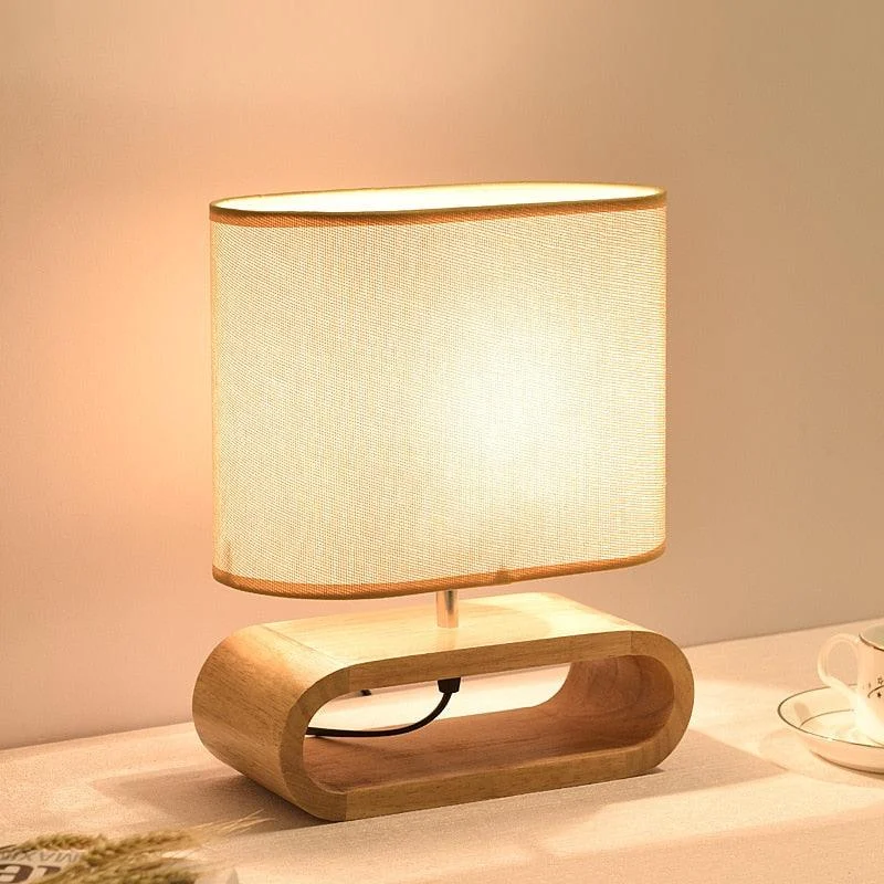 Homeko Linen Cover Wooden Table Lamp -