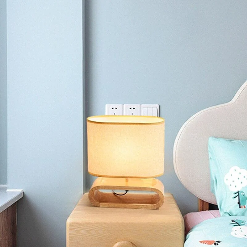 Homeko Linen Cover Wooden Table Lamp -