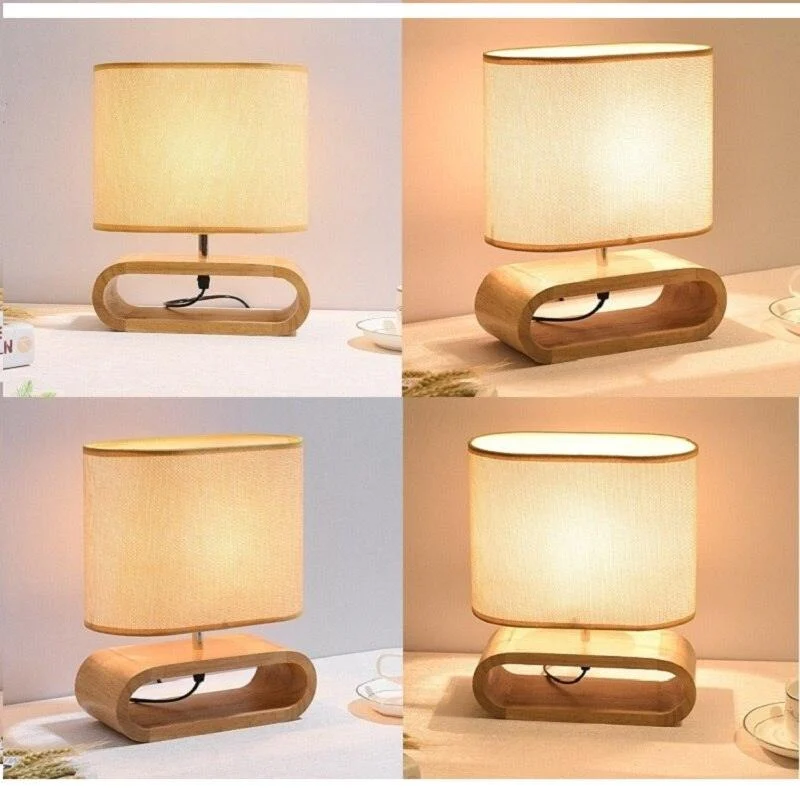 Homeko Linen Cover Wooden Table Lamp -