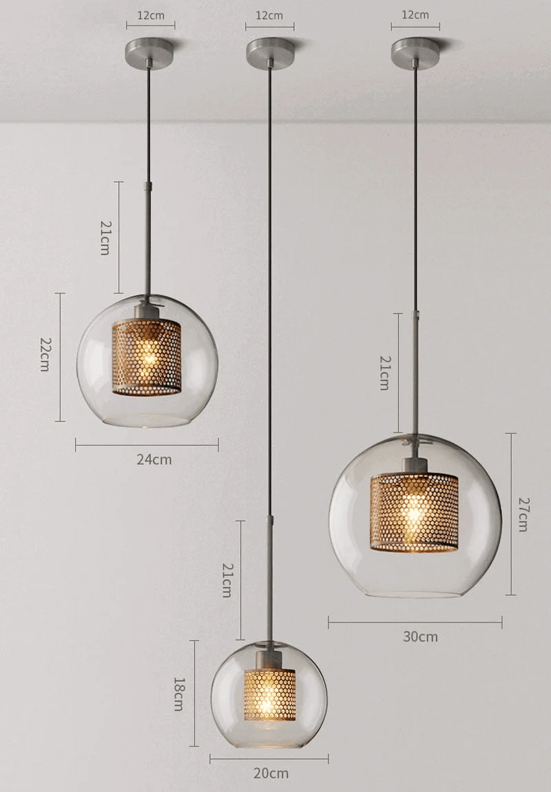 Homeko Loft Glass Ball Pendant Light -