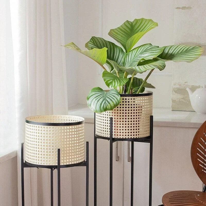 Homeko Look Stilted Metal Floor Planter Pots -