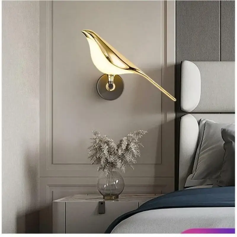 Homeko Magpie Art Design Golden Bird Wall Lights