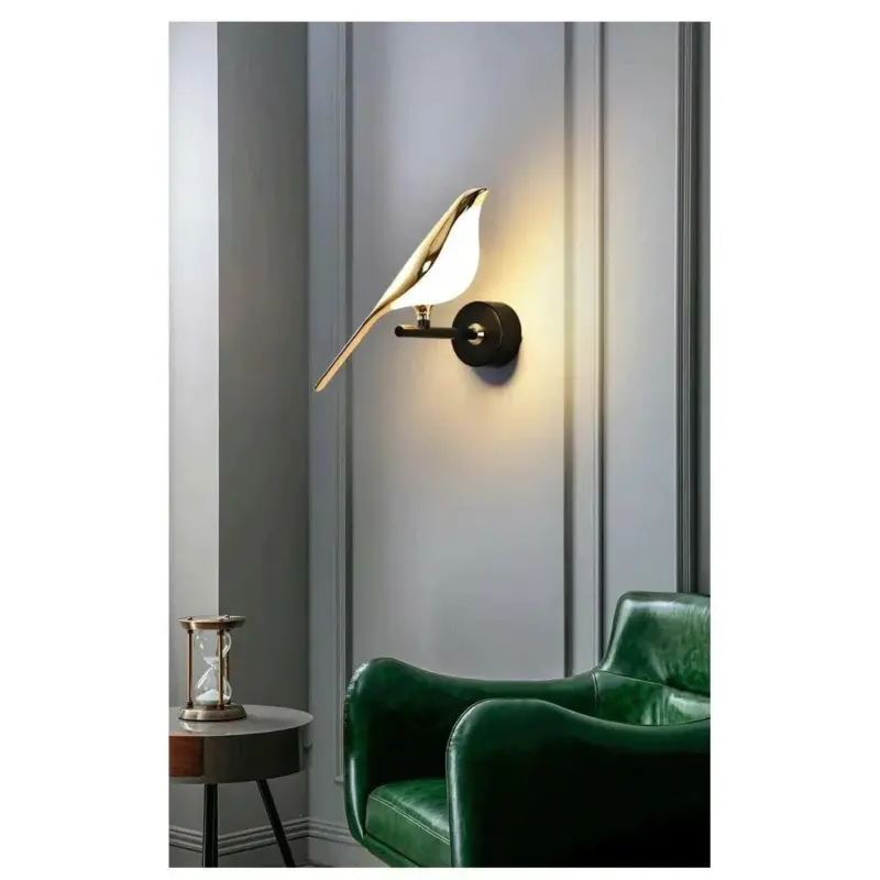 Homeko Magpie Art Design Golden Bird Wall Lights