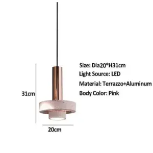 Homeko Marble Stone Aluminum Base Pendant Light - 