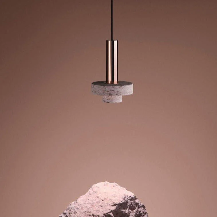 Homeko Marble Stone Aluminum Base Pendant Light -