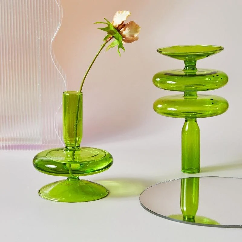 Homeko Meadows Glass Taper Candle Holder & Vases -