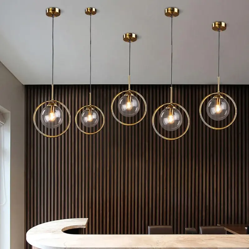 Homeko Metal Ring Glass Pendant Lights